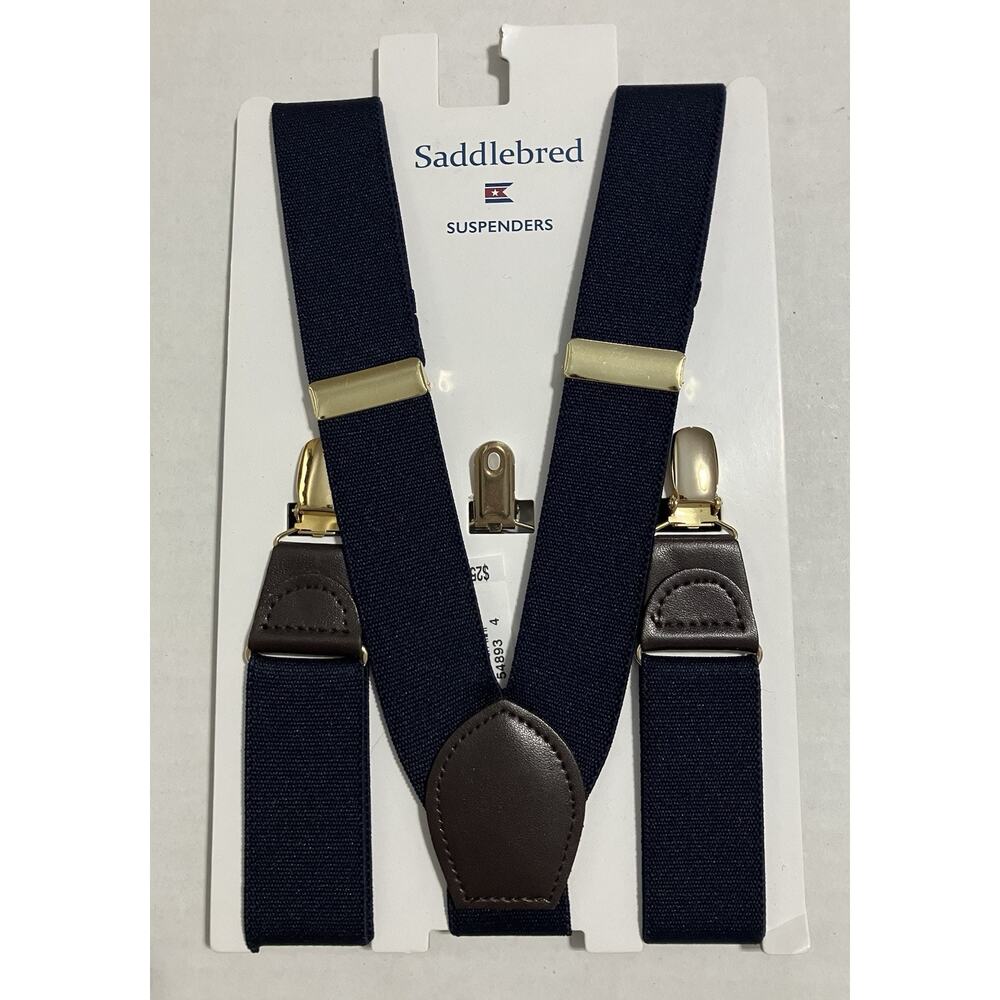 Mens Saddlebred Adjustable Suspenders Clip-on Navy Blue NWT